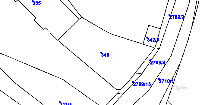 Parcela st. 340 v KÚ Bučovice, Katastrální mapa