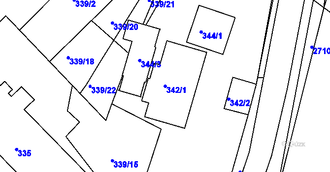 Parcela st. 342/1 v KÚ Bučovice, Katastrální mapa