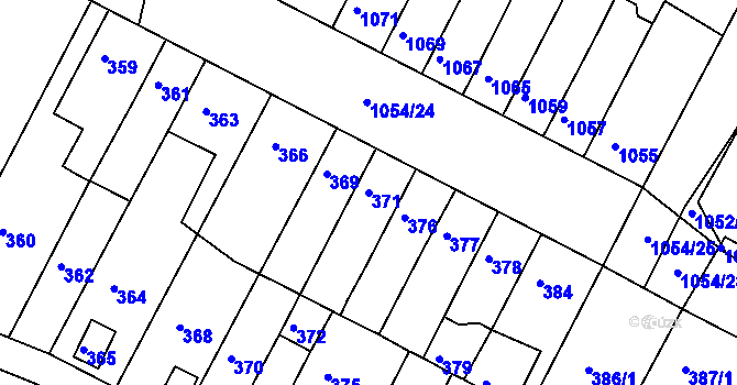 Parcela st. 371 v KÚ Bučovice, Katastrální mapa