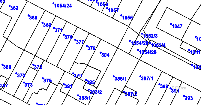 Parcela st. 384 v KÚ Bučovice, Katastrální mapa