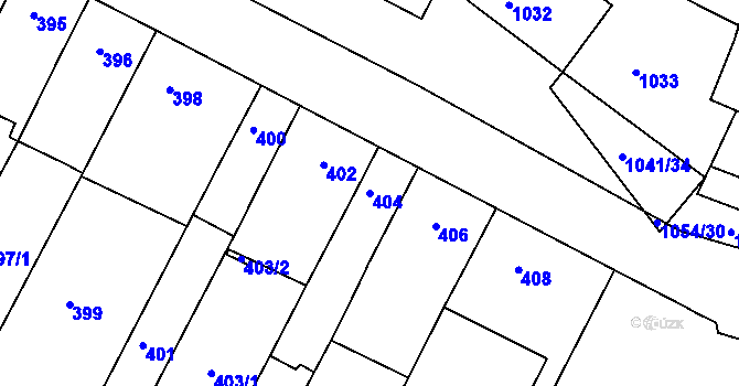 Parcela st. 404 v KÚ Bučovice, Katastrální mapa