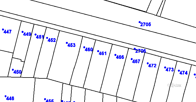 Parcela st. 461 v KÚ Bučovice, Katastrální mapa