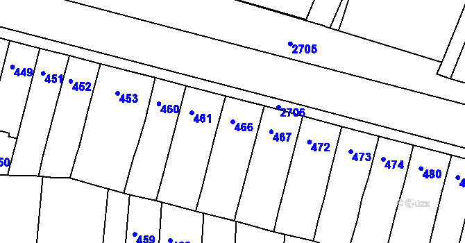 Parcela st. 466 v KÚ Bučovice, Katastrální mapa