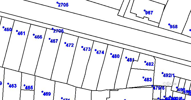 Parcela st. 474 v KÚ Bučovice, Katastrální mapa