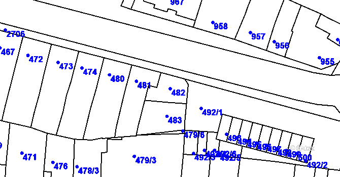 Parcela st. 482 v KÚ Bučovice, Katastrální mapa