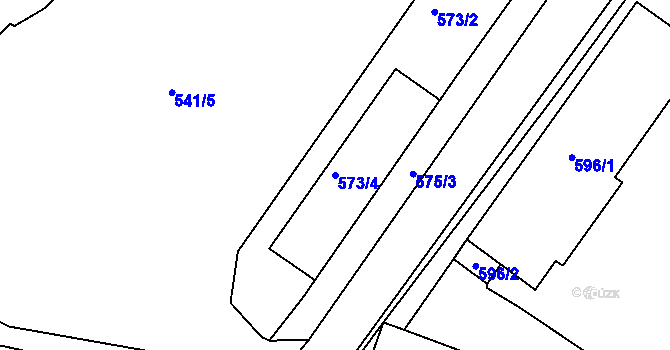 Parcela st. 573/4 v KÚ Bučovice, Katastrální mapa