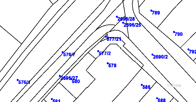 Parcela st. 577/2 v KÚ Bučovice, Katastrální mapa