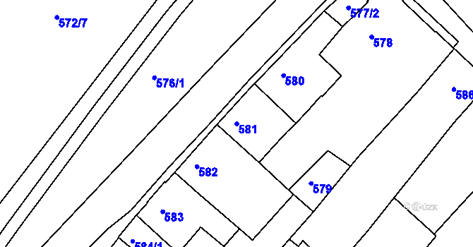 Parcela st. 581 v KÚ Bučovice, Katastrální mapa