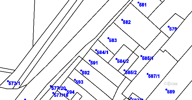 Parcela st. 584/1 v KÚ Bučovice, Katastrální mapa