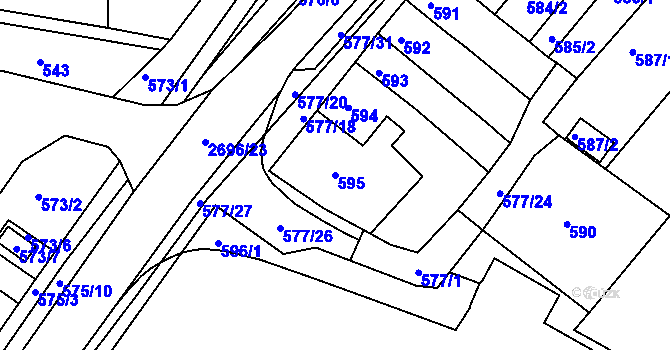 Parcela st. 595 v KÚ Bučovice, Katastrální mapa