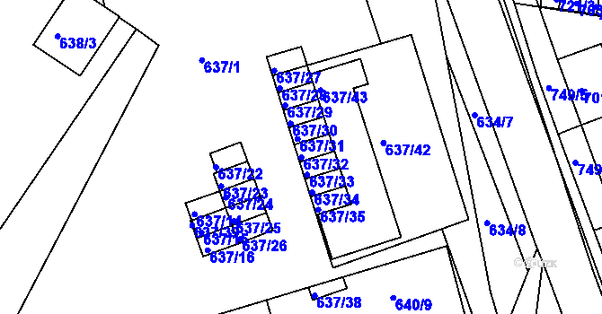 Parcela st. 637/32 v KÚ Bučovice, Katastrální mapa