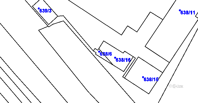 Parcela st. 638/6 v KÚ Bučovice, Katastrální mapa