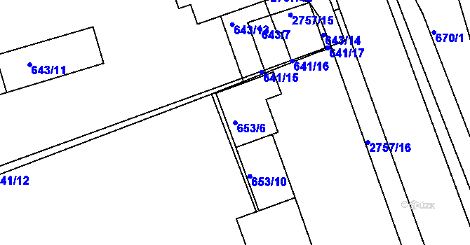 Parcela st. 653/6 v KÚ Bučovice, Katastrální mapa