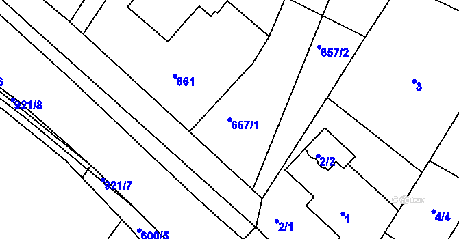 Parcela st. 657/1 v KÚ Bučovice, Katastrální mapa