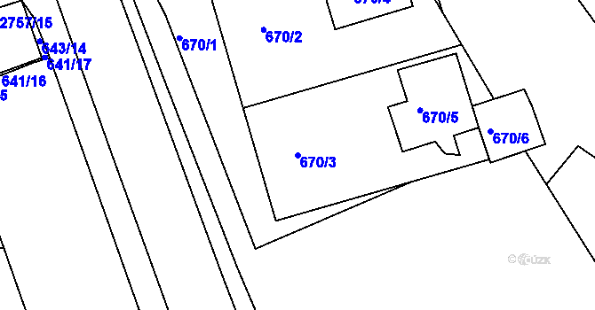 Parcela st. 670/3 v KÚ Bučovice, Katastrální mapa