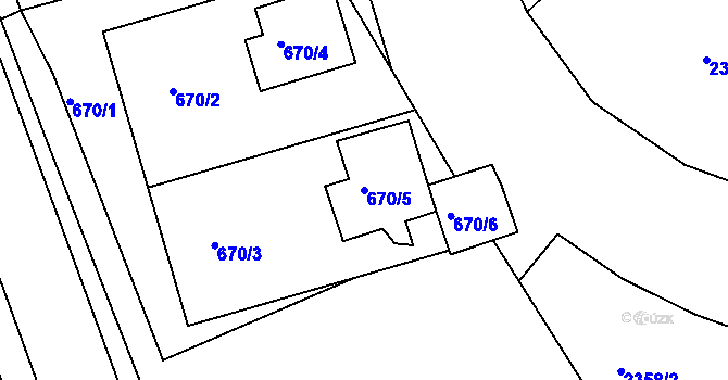 Parcela st. 670/5 v KÚ Bučovice, Katastrální mapa