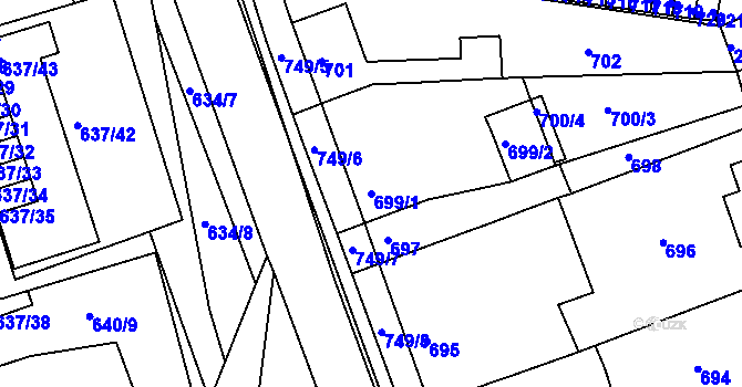 Parcela st. 699/1 v KÚ Bučovice, Katastrální mapa