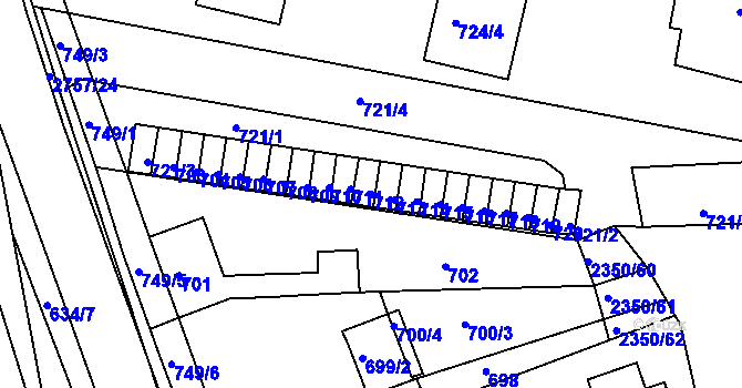Parcela st. 712 v KÚ Bučovice, Katastrální mapa