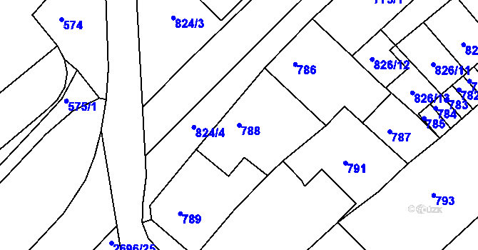 Parcela st. 788 v KÚ Bučovice, Katastrální mapa