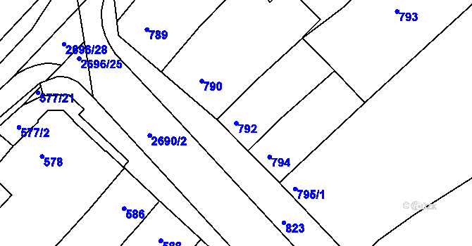 Parcela st. 792 v KÚ Bučovice, Katastrální mapa