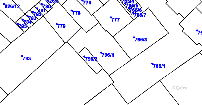 Parcela st. 796/1 v KÚ Bučovice, Katastrální mapa