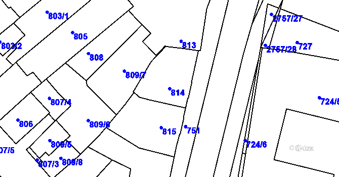 Parcela st. 814 v KÚ Bučovice, Katastrální mapa