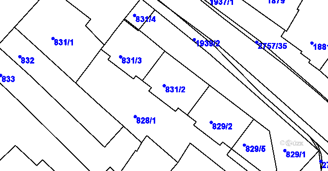 Parcela st. 831/2 v KÚ Bučovice, Katastrální mapa