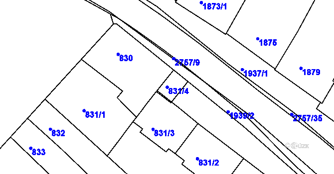 Parcela st. 831/4 v KÚ Bučovice, Katastrální mapa