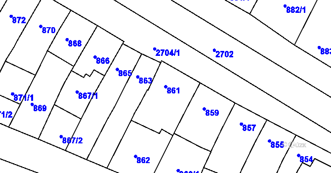 Parcela st. 861 v KÚ Bučovice, Katastrální mapa