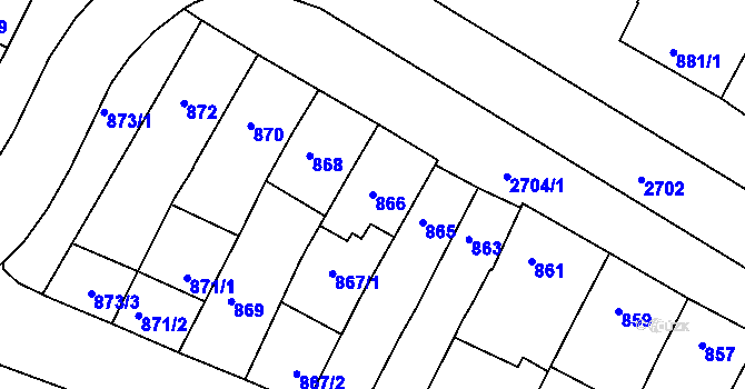 Parcela st. 866 v KÚ Bučovice, Katastrální mapa