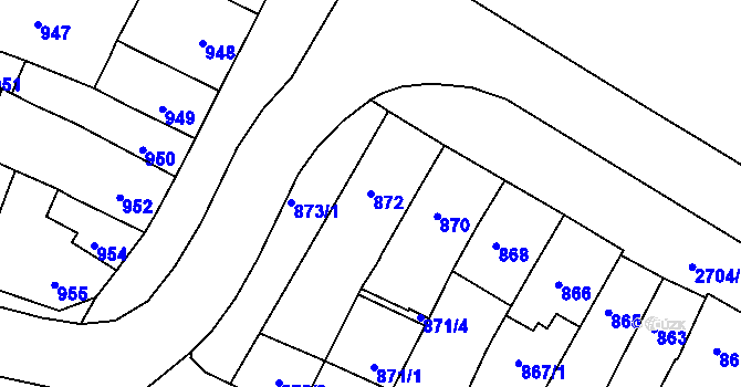 Parcela st. 872 v KÚ Bučovice, Katastrální mapa