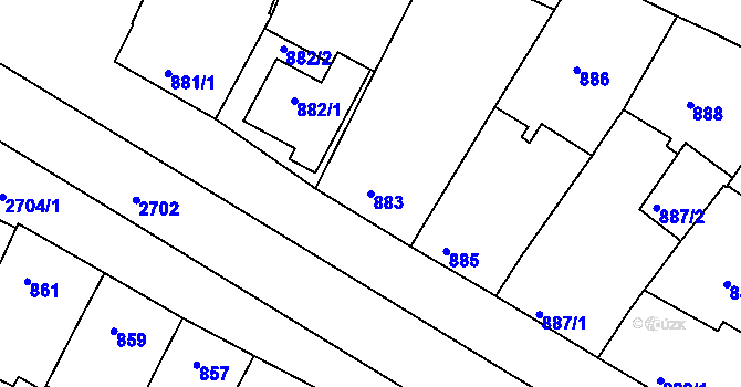Parcela st. 883 v KÚ Bučovice, Katastrální mapa