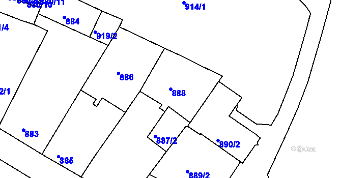 Parcela st. 888 v KÚ Bučovice, Katastrální mapa
