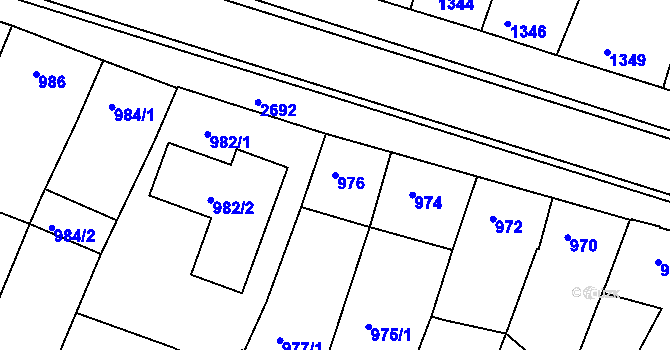 Parcela st. 976 v KÚ Bučovice, Katastrální mapa