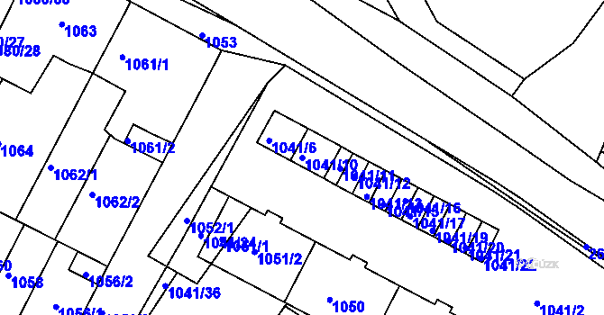Parcela st. 1041/10 v KÚ Bučovice, Katastrální mapa