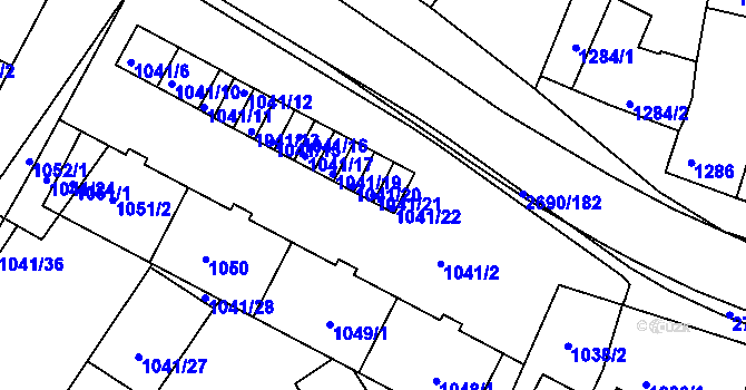 Parcela st. 1041/21 v KÚ Bučovice, Katastrální mapa