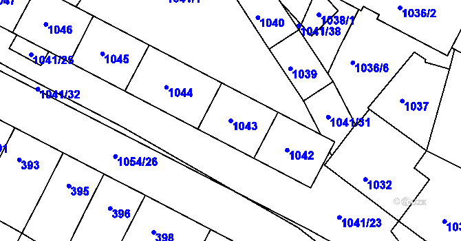 Parcela st. 1043 v KÚ Bučovice, Katastrální mapa