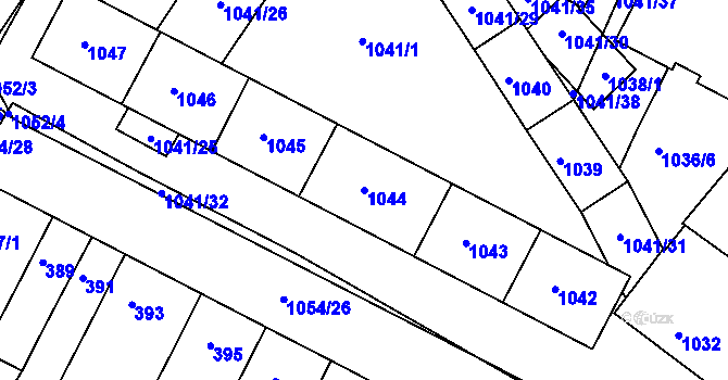 Parcela st. 1044 v KÚ Bučovice, Katastrální mapa