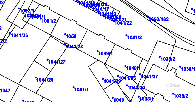 Parcela st. 1049/1 v KÚ Bučovice, Katastrální mapa