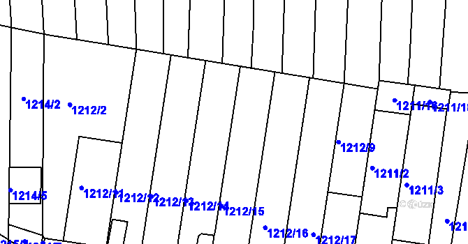 Parcela st. 1212/6 v KÚ Bučovice, Katastrální mapa