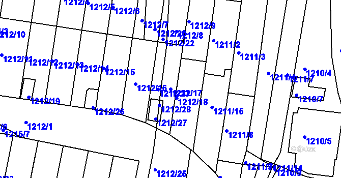 Parcela st. 1212/17 v KÚ Bučovice, Katastrální mapa