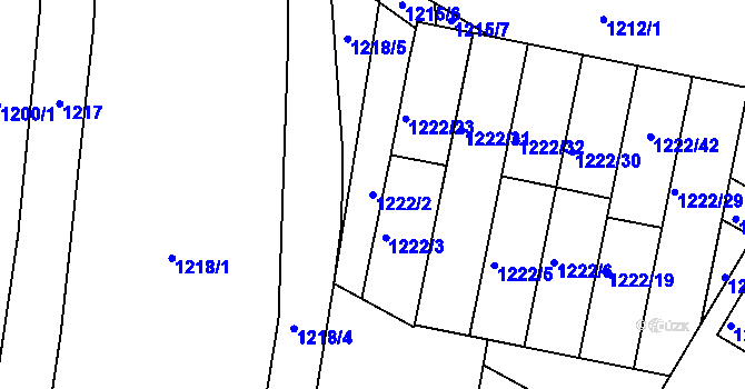 Parcela st. 1222/2 v KÚ Bučovice, Katastrální mapa