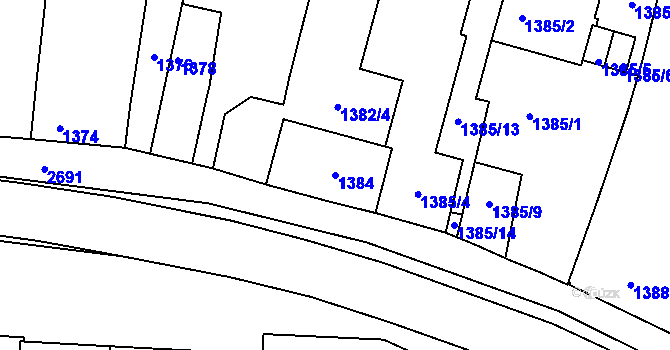 Parcela st. 1384 v KÚ Bučovice, Katastrální mapa