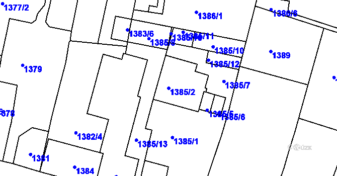 Parcela st. 1385/2 v KÚ Bučovice, Katastrální mapa