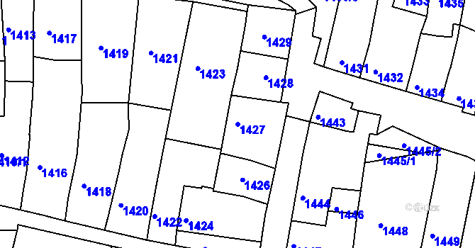 Parcela st. 1427 v KÚ Bučovice, Katastrální mapa