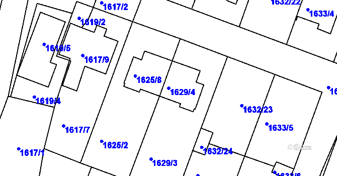 Parcela st. 1629/4 v KÚ Bučovice, Katastrální mapa