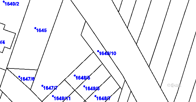 Parcela st. 1648/10 v KÚ Bučovice, Katastrální mapa