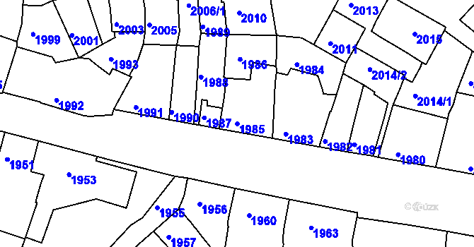 Parcela st. 1985 v KÚ Bučovice, Katastrální mapa