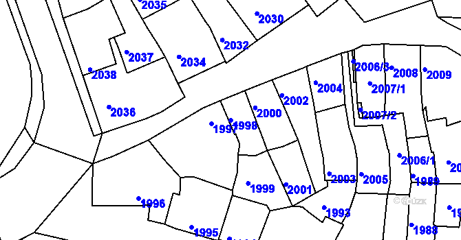 Parcela st. 1998 v KÚ Bučovice, Katastrální mapa