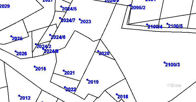 Parcela st. 2020 v KÚ Bučovice, Katastrální mapa